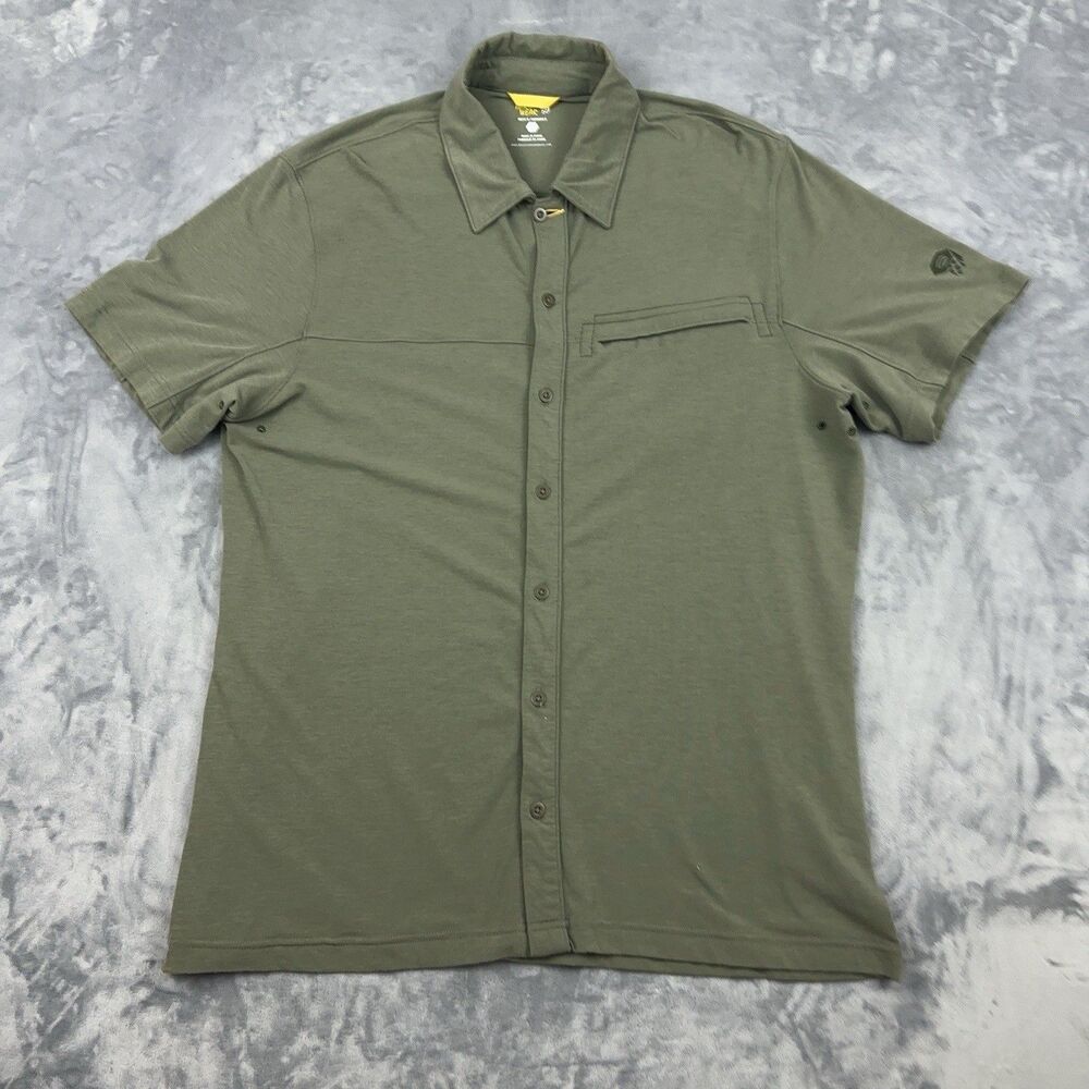 Mountain Hardwear Shirt Mens Size L Green Knit Button Up Shirt Gorpcore Hiking